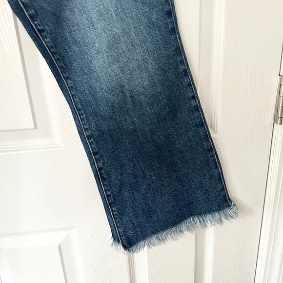 J Brand Julia High Rise Frayed Hem Crop Flare Ankle Denim Jeans in Romance 31 - Picture 6 of 14